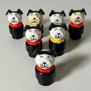 Vintage 80s Fisher Price Little People Dog Squad Set Of 7 (OA2)